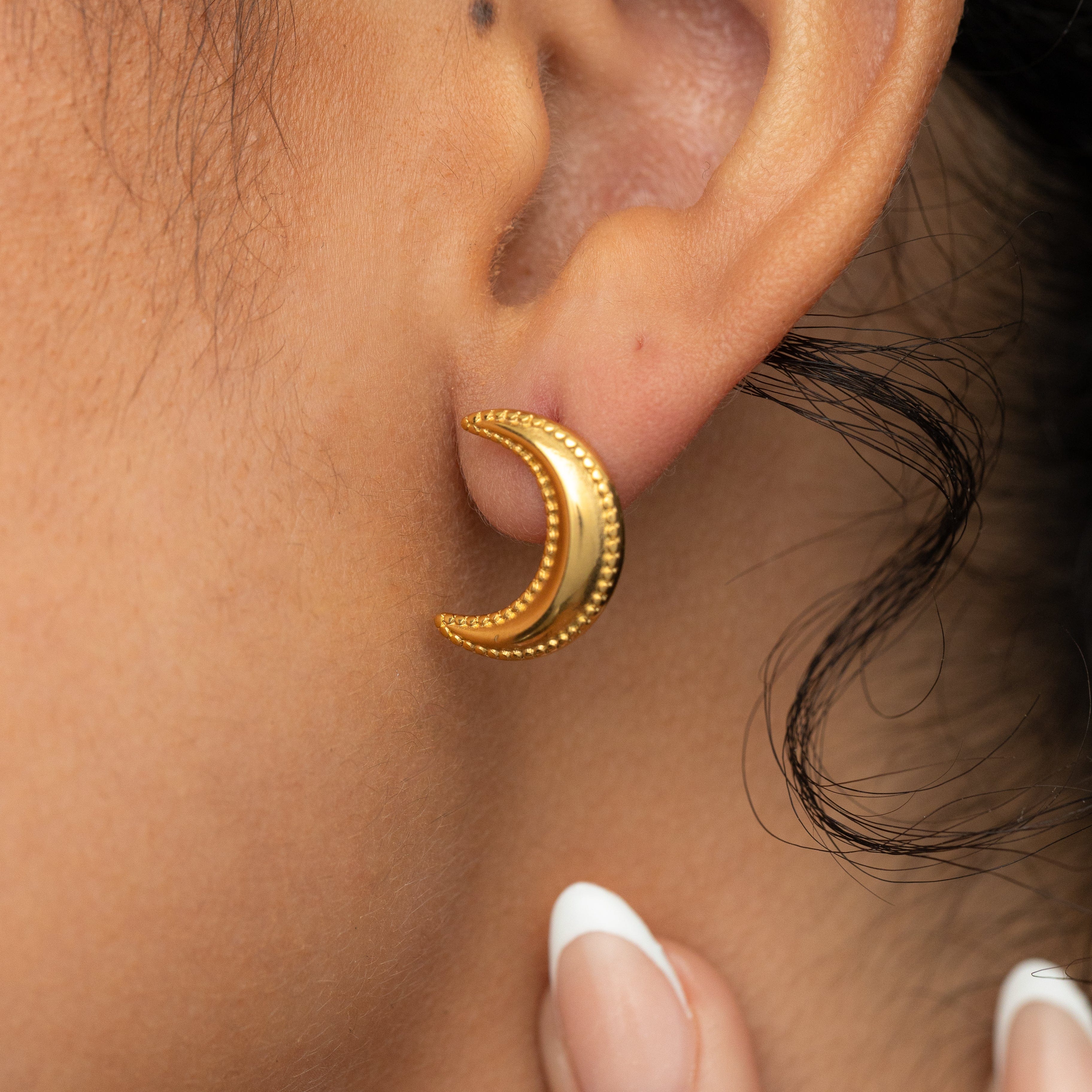 Dotted Crescent Earrings