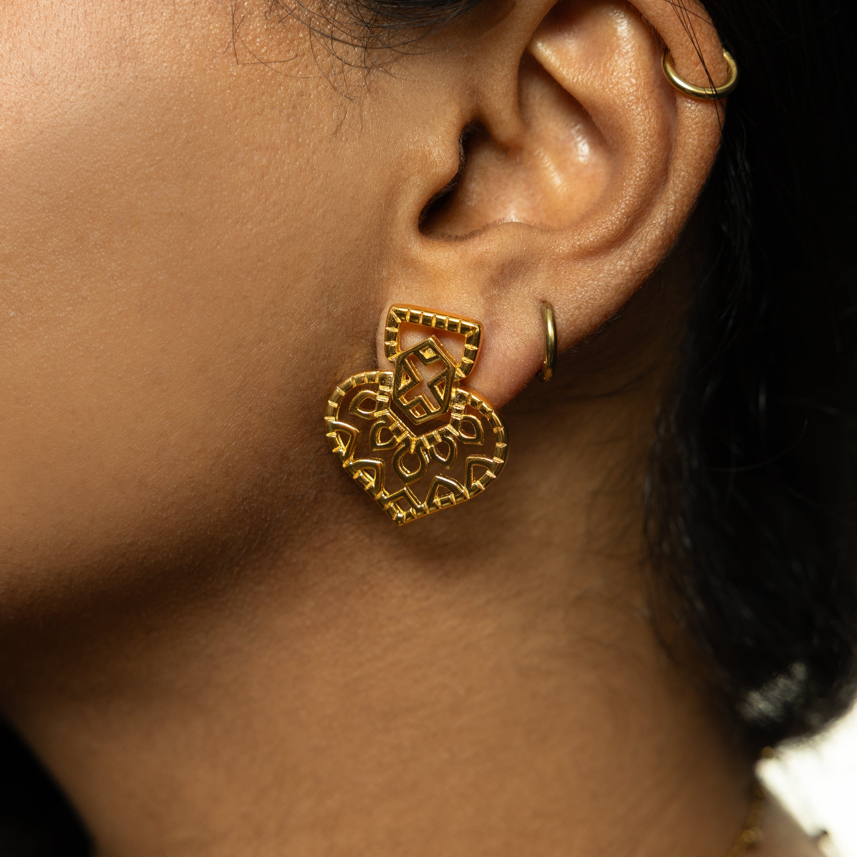 Mehndi Heart Earrings