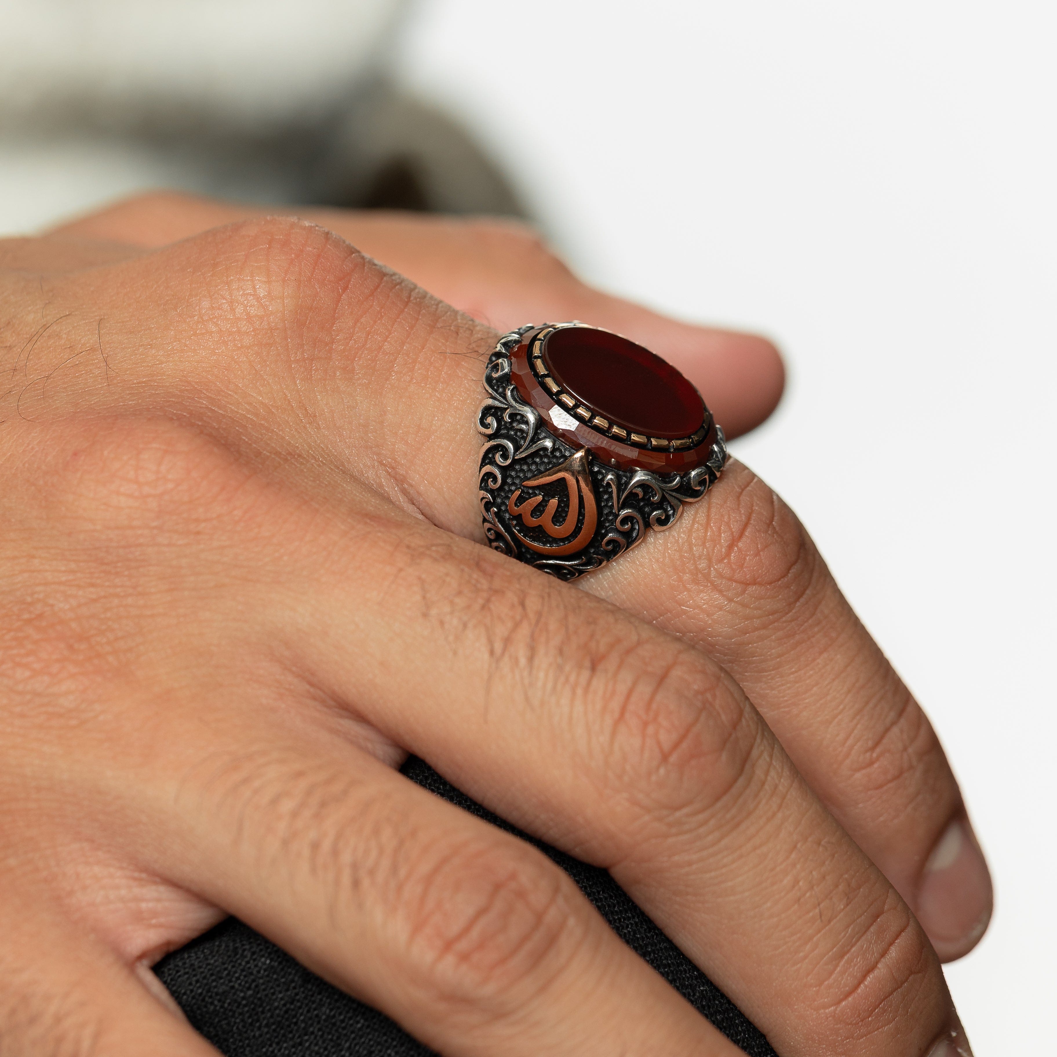 "Allah" Red Agate Ring | Men