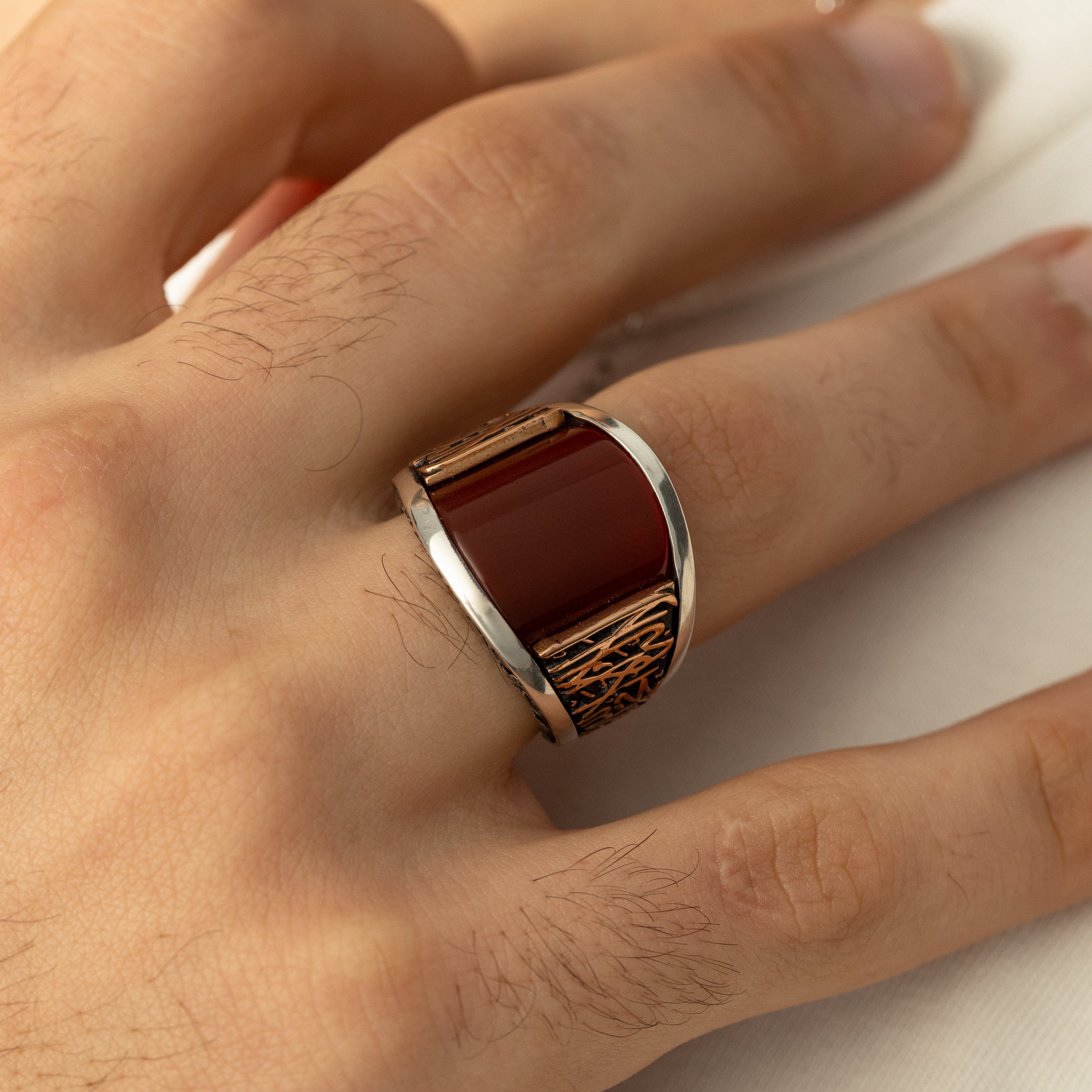 Shahada Red Agate Ring | Men