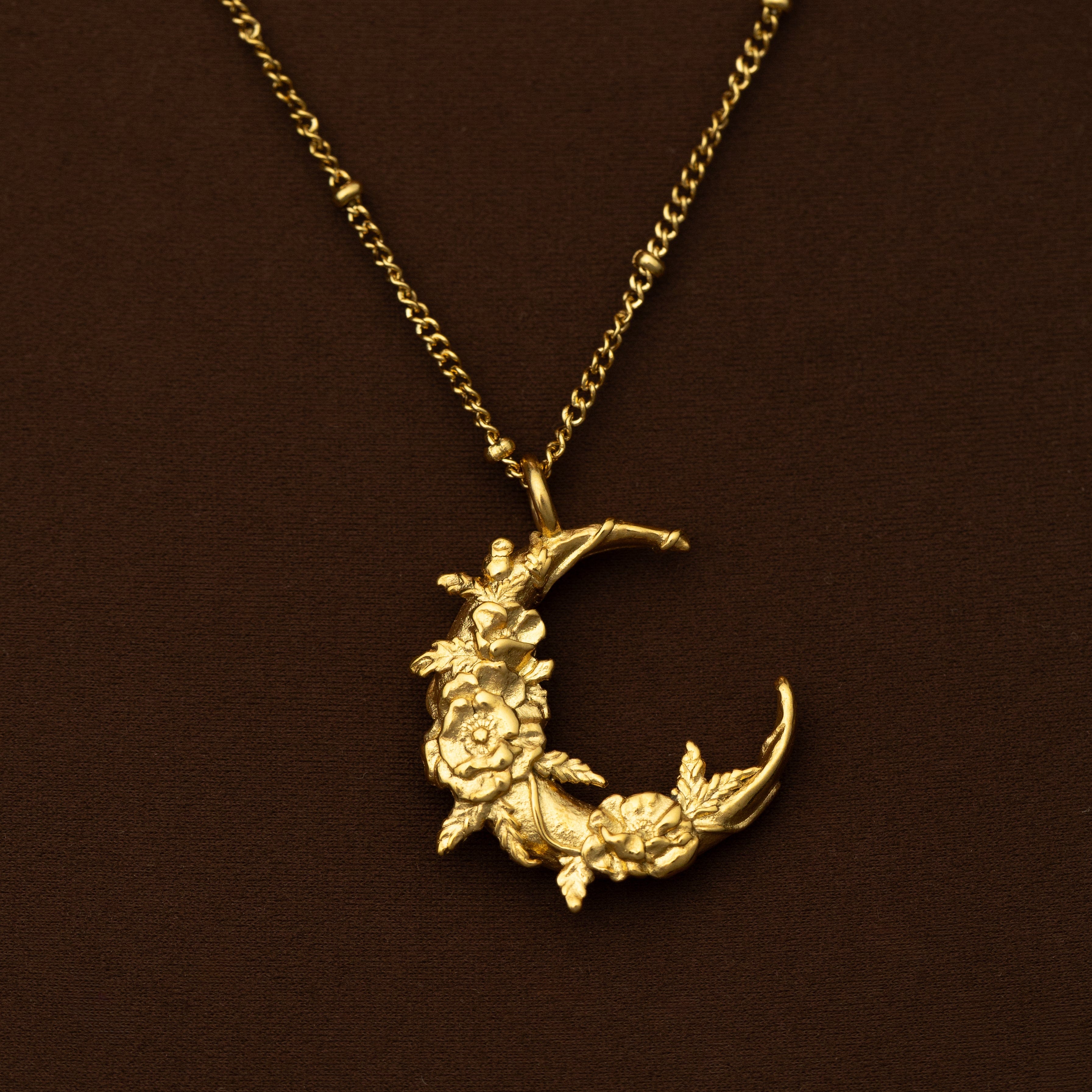 Palestine Poppy Crescent Necklace