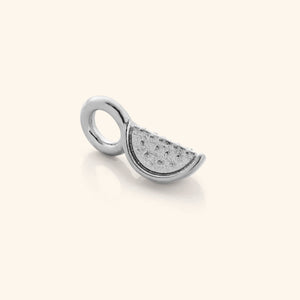 The silver Watermelon Earring Hoop Charm against a light background.