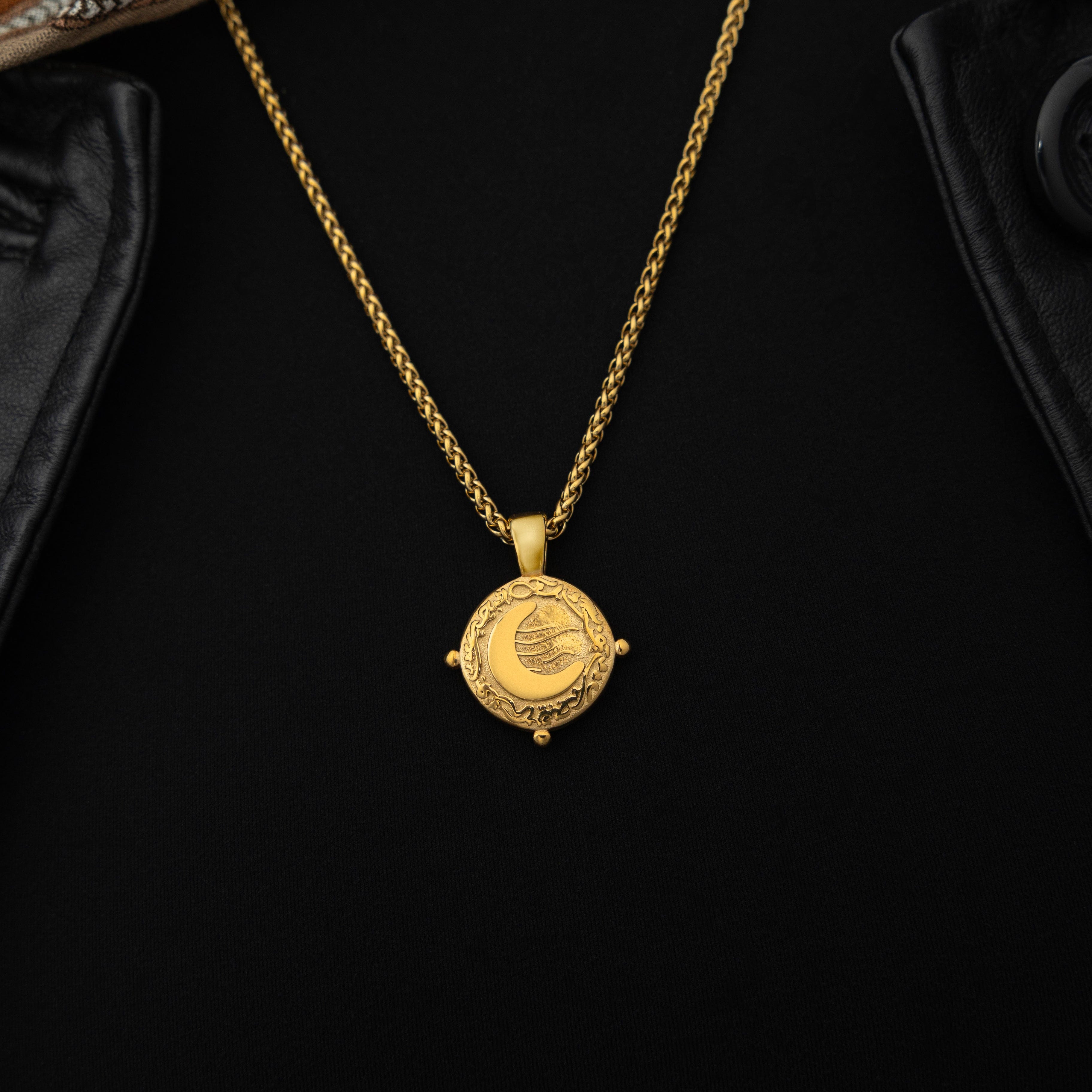 “What you seek is seeking you” Crescent Necklace