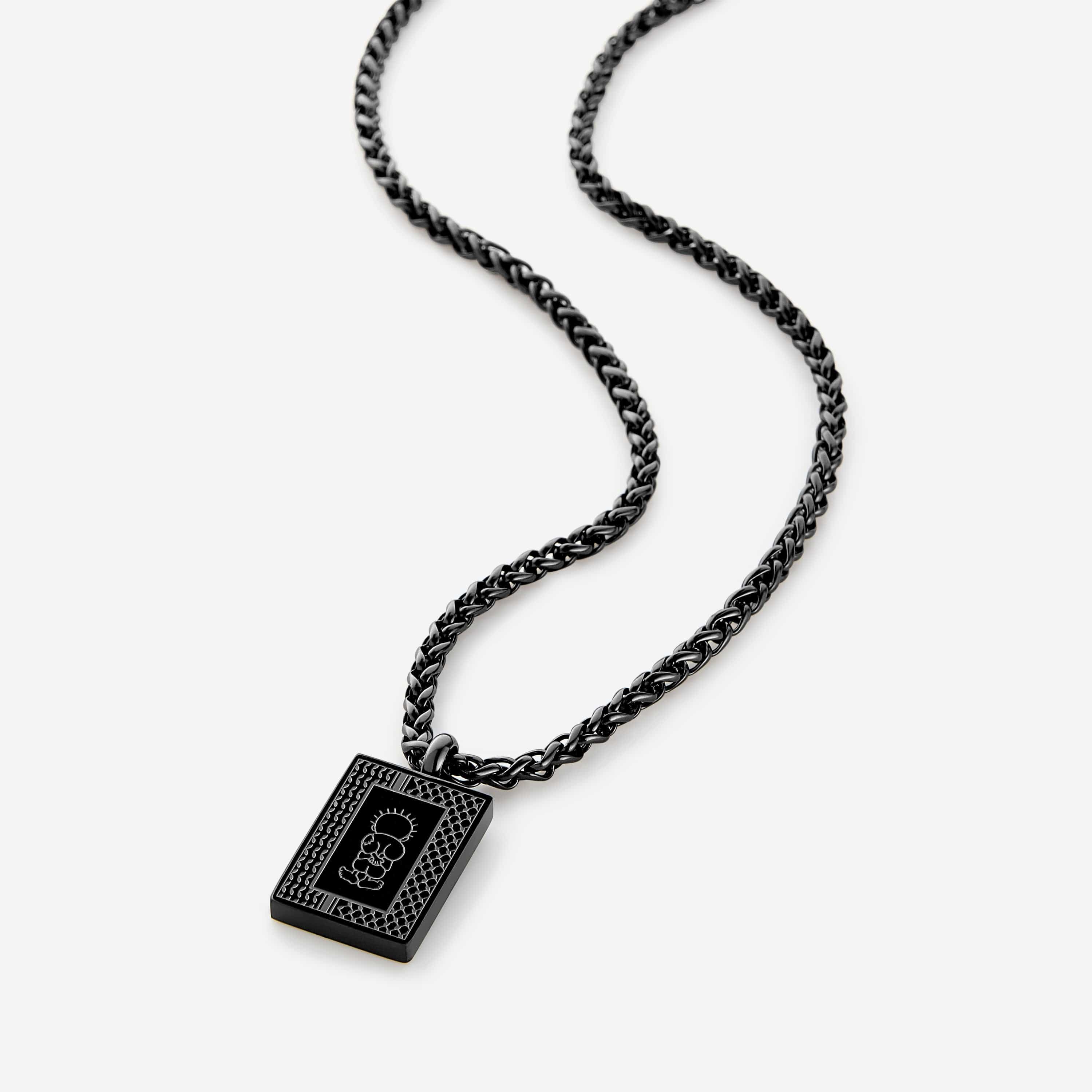Black Handala Necklace on a white background