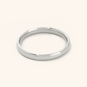 Silver band ring displayed on a white background.