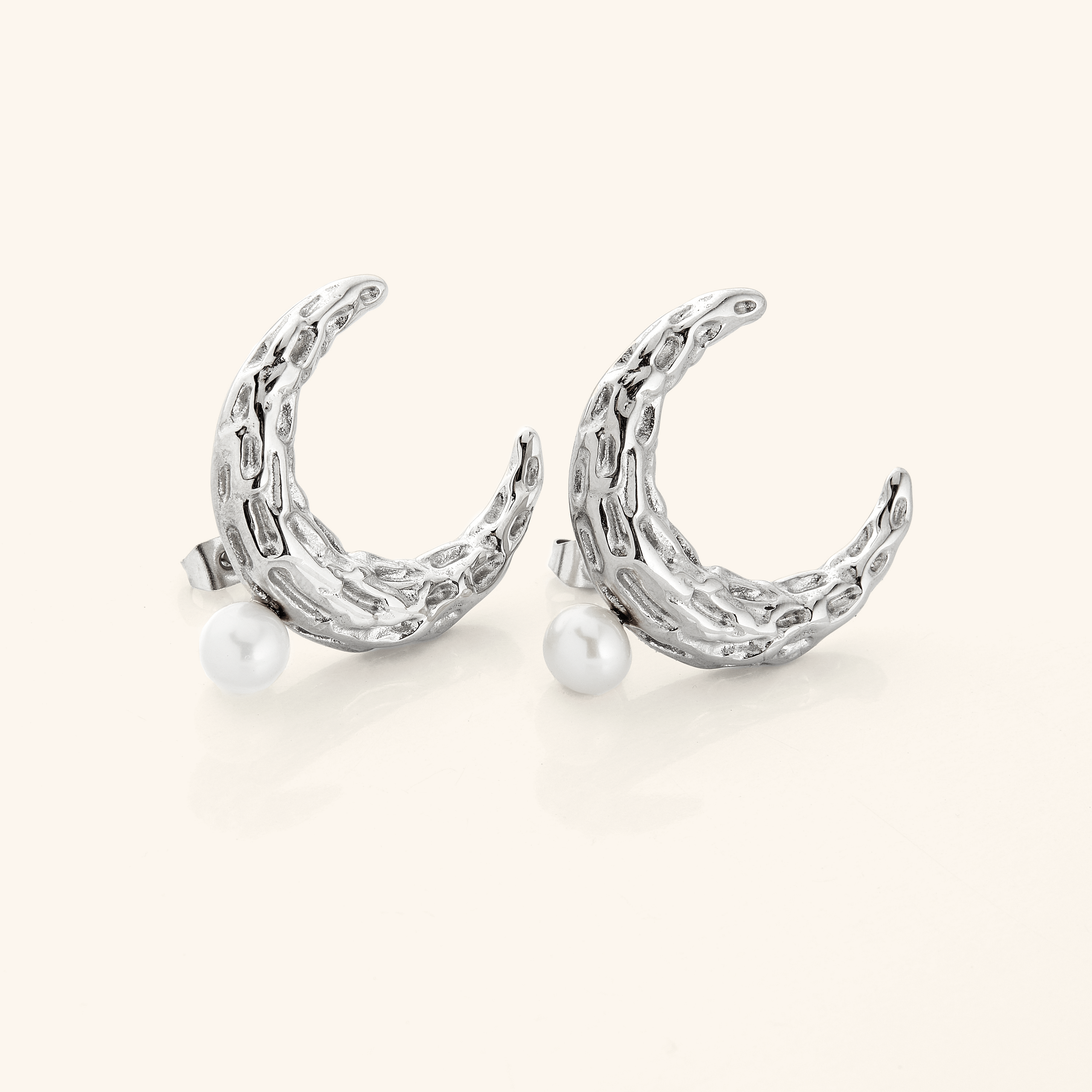 Cascading Pearl Crescent Studs | VELA x Nominal - Nominal